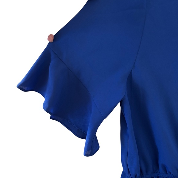 NWT Pleione Royal Blue Flutter Sleeve Peplum Blouse Size Small - Picture 4 of 9